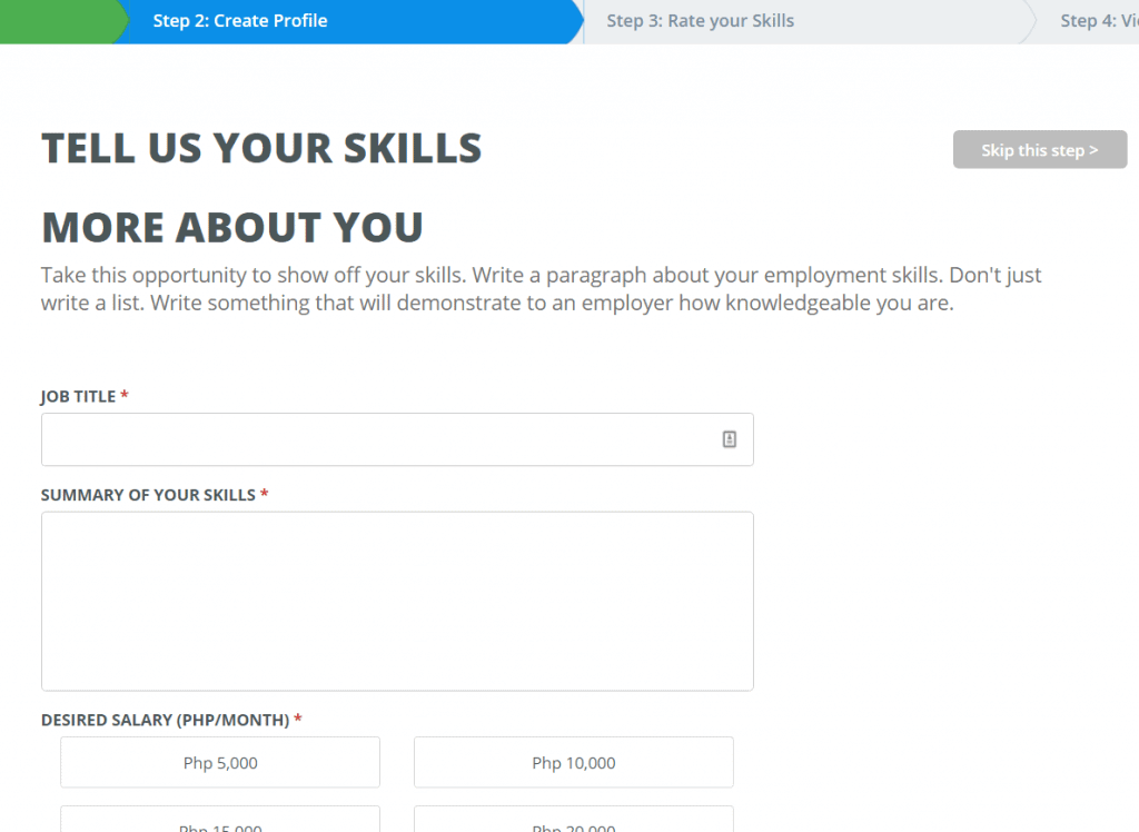 Tell about your self is an important part in creating an Onlinejobs.ph Profile