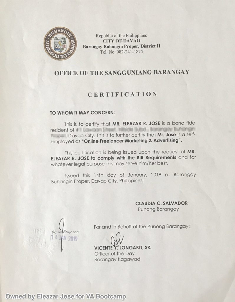 Barangay Certificate Of Appearance Sample 3118